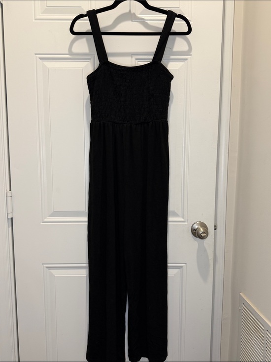 Automet Pants - Black Smocked Wide-Strap Jumpsuit